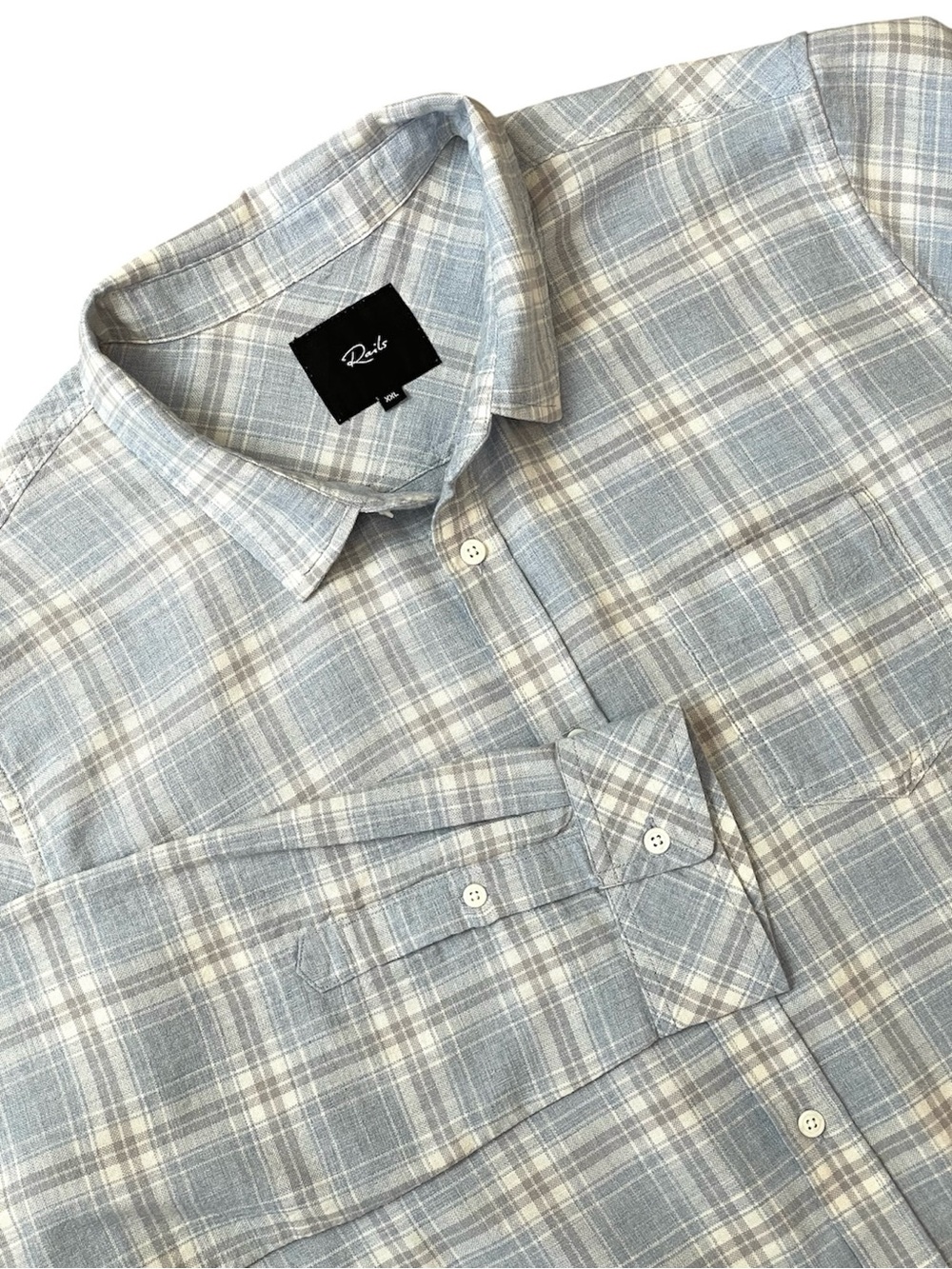 Rails Wyatt Button Down Shirt XXL Blue Plaid Long Sleeve Soft Lightweight Casual